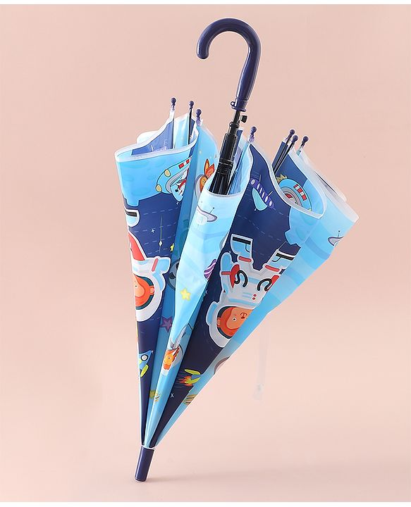 Babyhug Free Size Umbrella with Animal Print - Blue