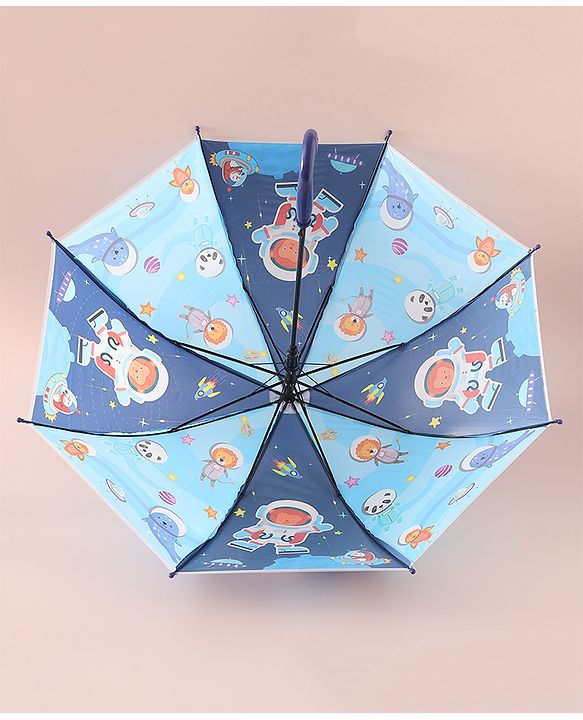 Babyhug Free Size Umbrella with Animal Print - Blue