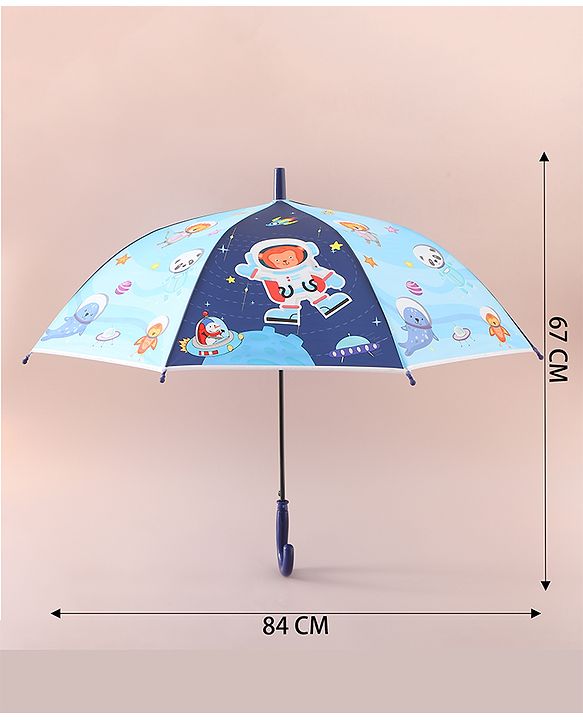 Babyhug Free Size Umbrella with Animal Print - Blue