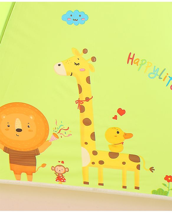 Babyhug Free Size Umbrella with Animal Print - Green