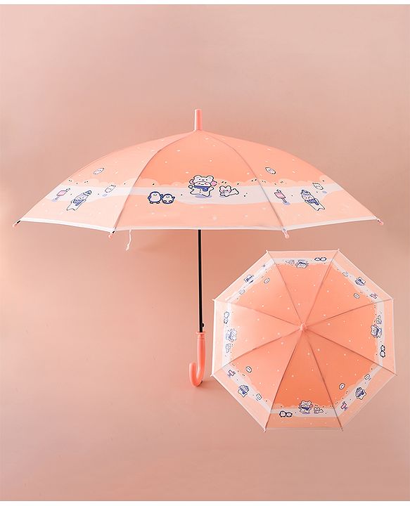 Babyhug Umbrella With Animal Print - Pink