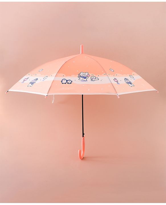 Babyhug Umbrella With Animal Print - Pink