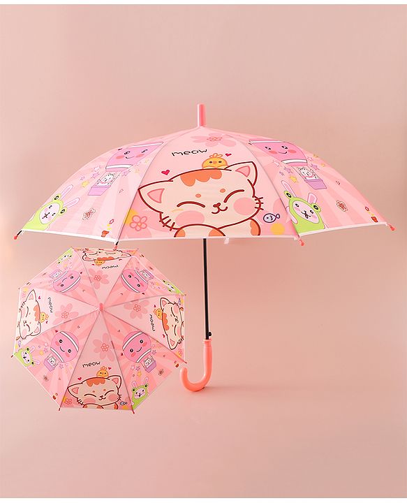 Babyhug Free Size Umbrella with Animal Print - Pink