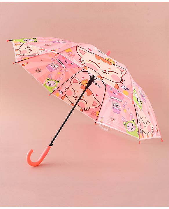 Babyhug Free Size Umbrella with Animal Print - Pink