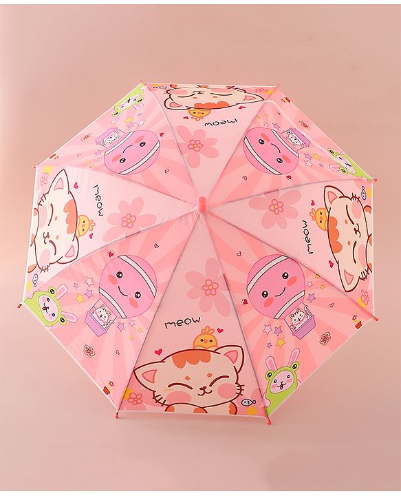 Babyhug Free Size Umbrella with Animal Print - Pink