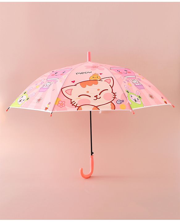 Babyhug Free Size Umbrella with Animal Print - Pink