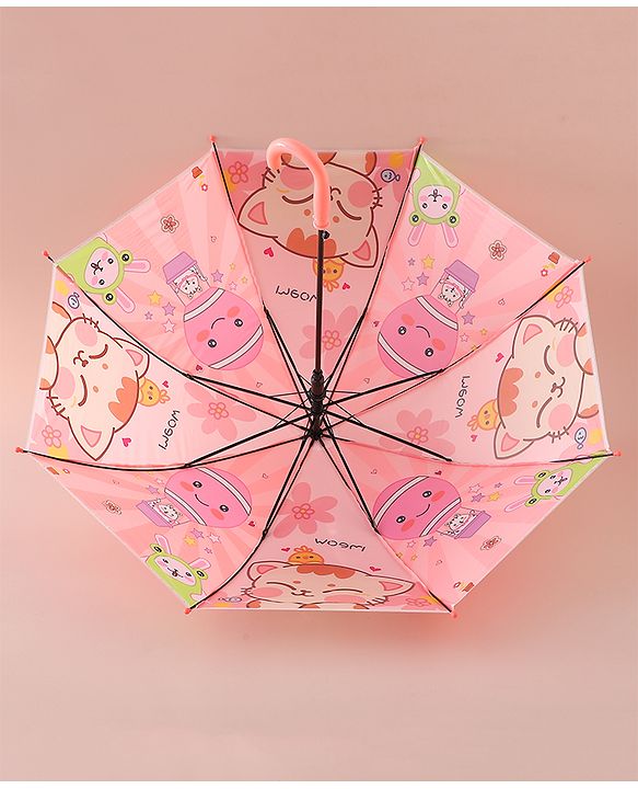 Babyhug Free Size Umbrella with Animal Print - Pink