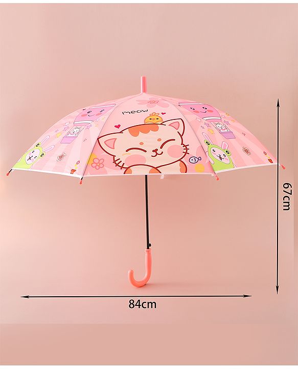 Babyhug Free Size Umbrella with Animal Print - Pink