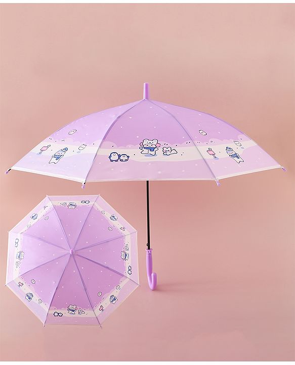 Babyhug Free Size Umbrella with Penguin Print - Purple