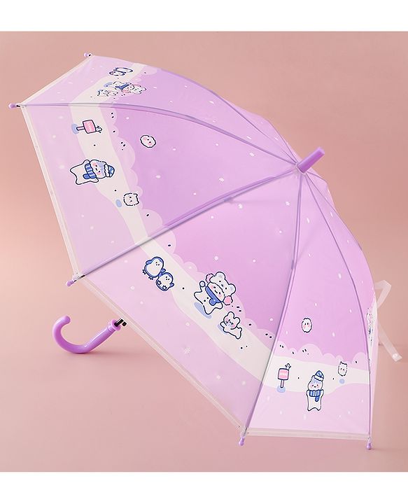 Babyhug Free Size Umbrella with Penguin Print - Purple