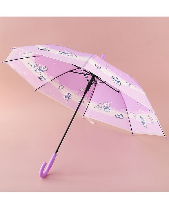 Babyhug Free Size Umbrella with Penguin Print - Purple
