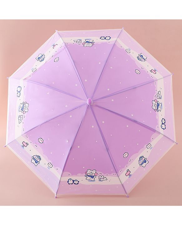 Babyhug Free Size Umbrella with Penguin Print - Purple
