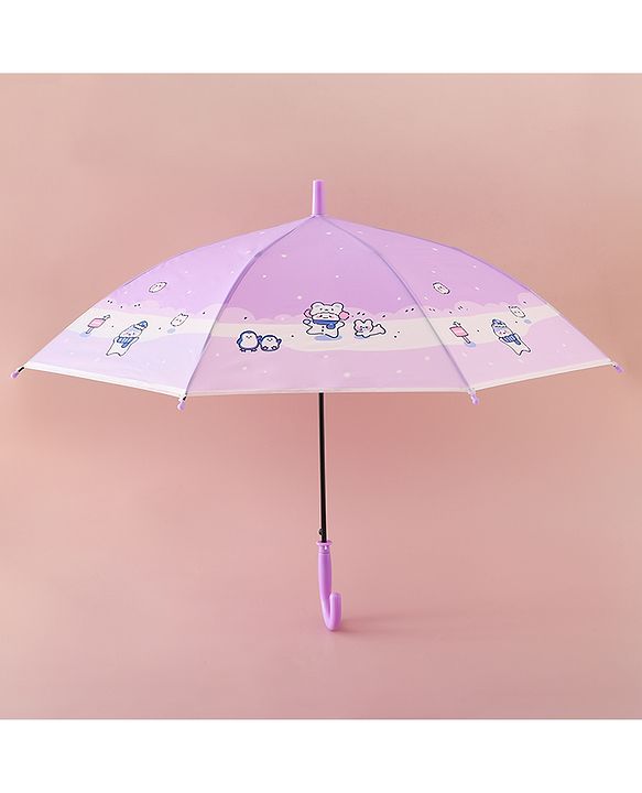 Babyhug Free Size Umbrella with Penguin Print - Purple