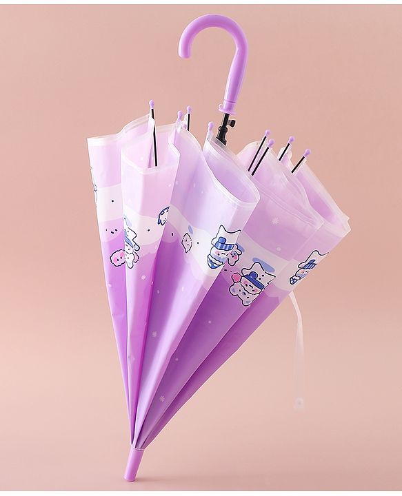 Babyhug Free Size Umbrella with Penguin Print - Purple