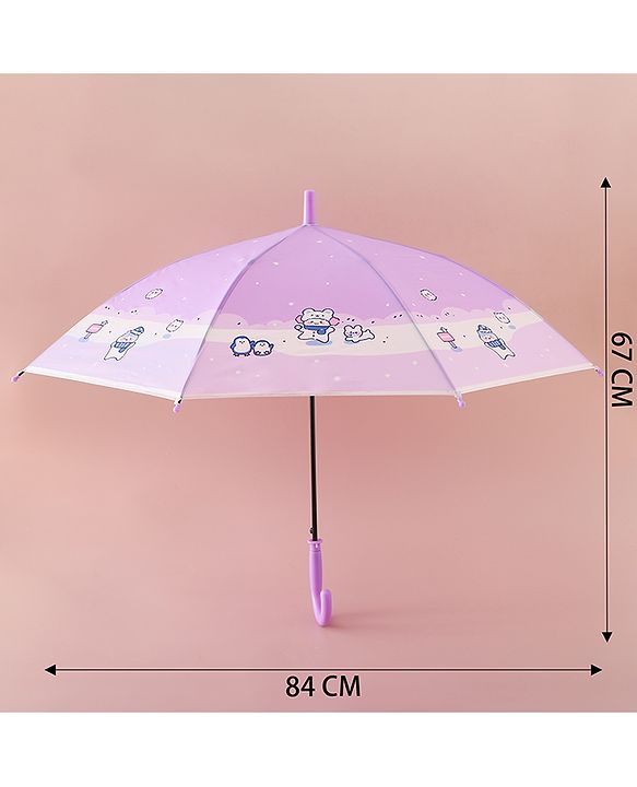 Babyhug Free Size Umbrella with Penguin Print - Purple