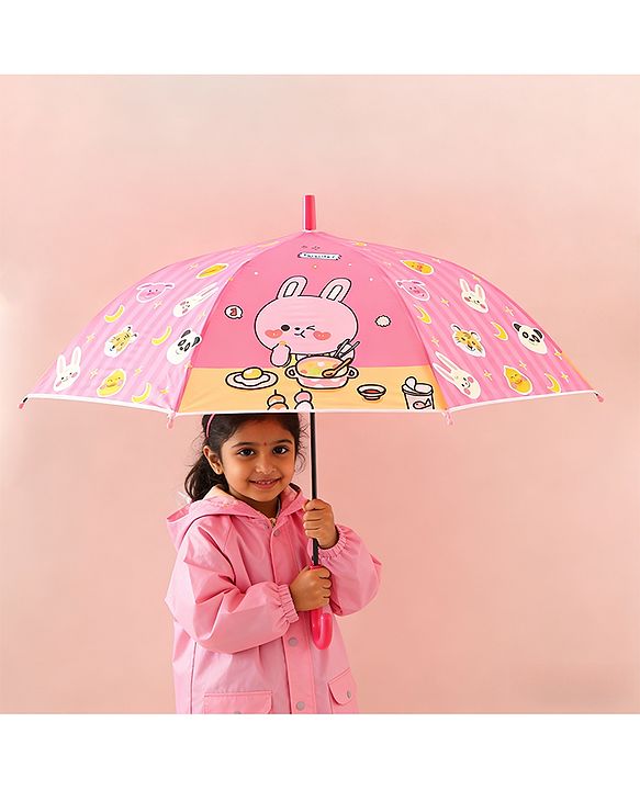 Babyhug Free Size Umbrella with Animal Print - Pink