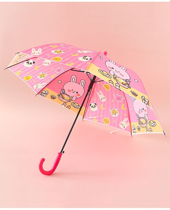 Babyhug Free Size Umbrella with Animal Print - Pink