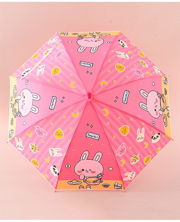 Babyhug Free Size Umbrella with Animal Print - Pink