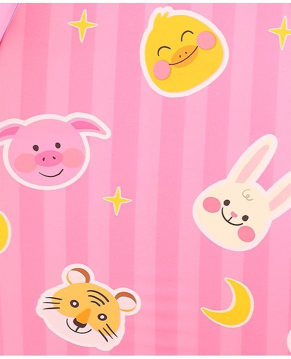 Babyhug Free Size Umbrella with Animal Print - Pink