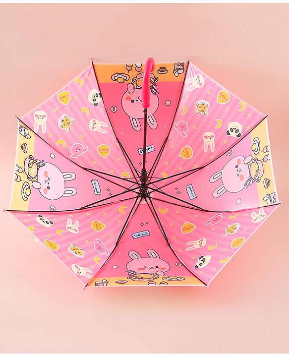 Babyhug Free Size Umbrella with Animal Print - Pink