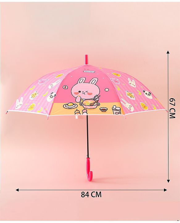 Babyhug Free Size Umbrella with Animal Print - Pink