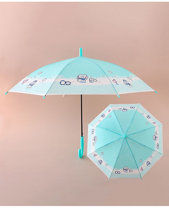 Babyhug Free Size Umbrella with Penguin Print - Light Blue
