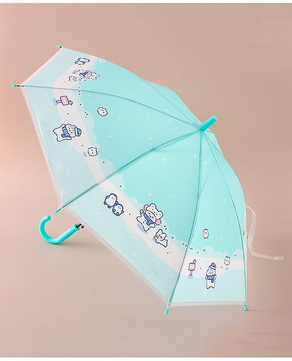 Babyhug Free Size Umbrella with Penguin Print - Light Blue
