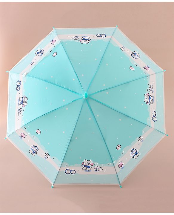 Babyhug Free Size Umbrella with Penguin Print - Light Blue