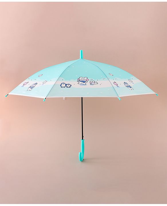 Babyhug Free Size Umbrella with Penguin Print - Light Blue