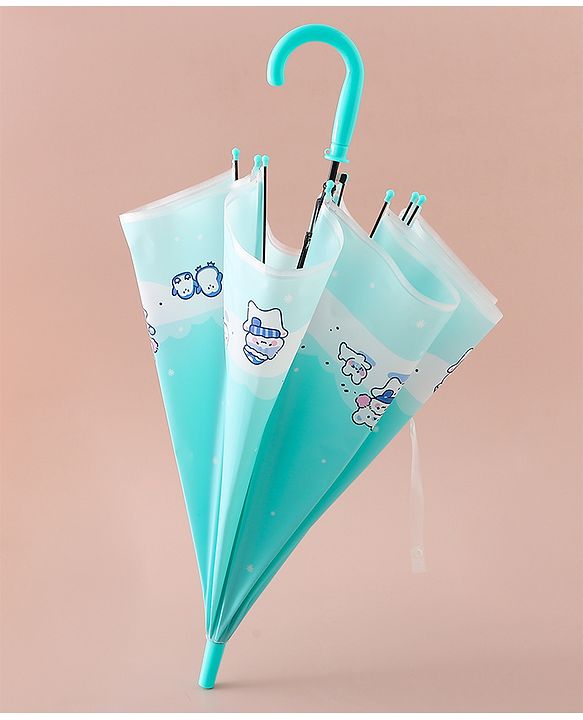 Babyhug Free Size Umbrella with Penguin Print - Light Blue