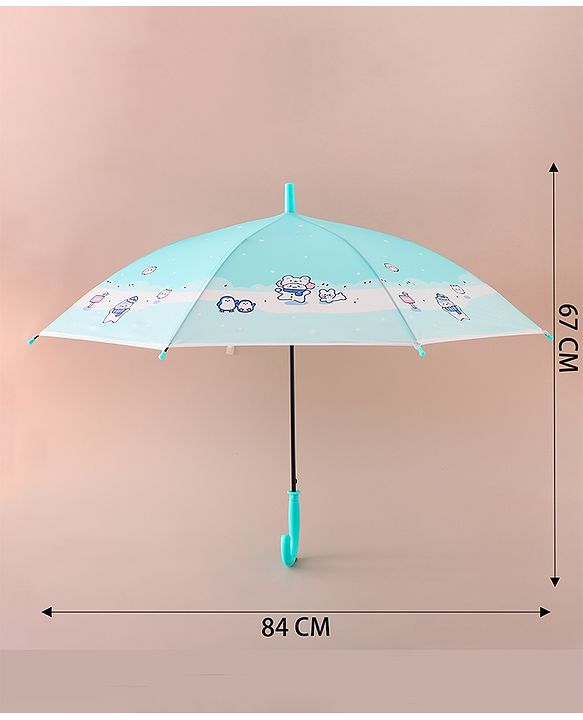 Babyhug Free Size Umbrella with Penguin Print - Light Blue
