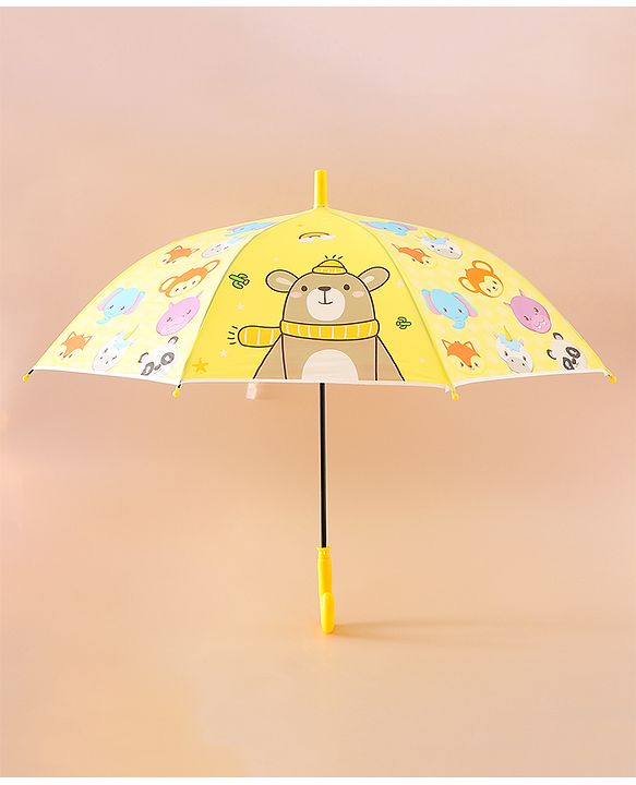 Babyhug Free Size Umbrella with Animal Print - Yellow
