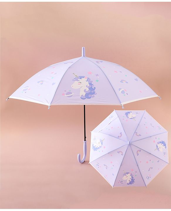 Babyhug Free Size Umbrella with Unicorn Print - Purple