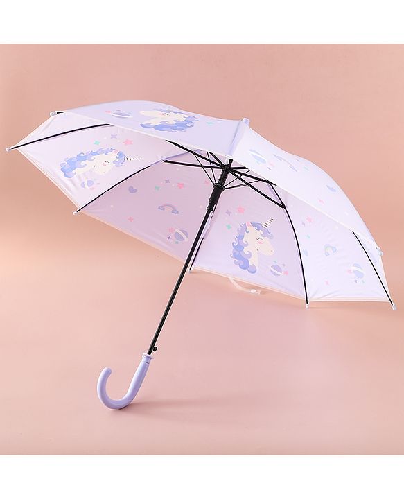 Babyhug Free Size Umbrella with Unicorn Print - Purple