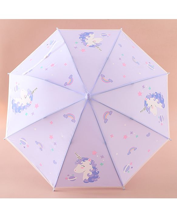 Babyhug Free Size Umbrella with Unicorn Print - Purple