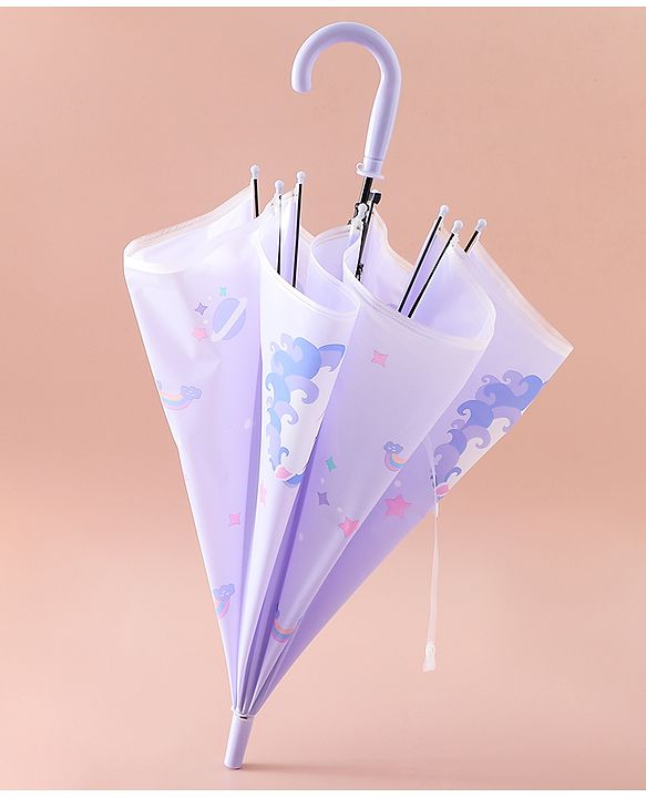 Babyhug Free Size Umbrella with Unicorn Print - Purple