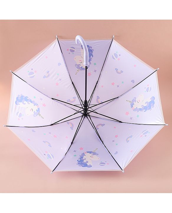 Babyhug Free Size Umbrella with Unicorn Print - Purple