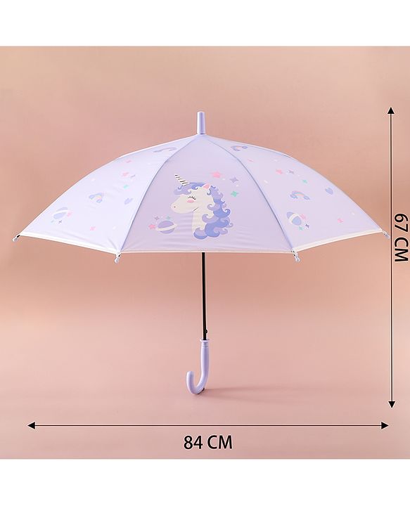 Babyhug Free Size Umbrella with Unicorn Print - Purple
