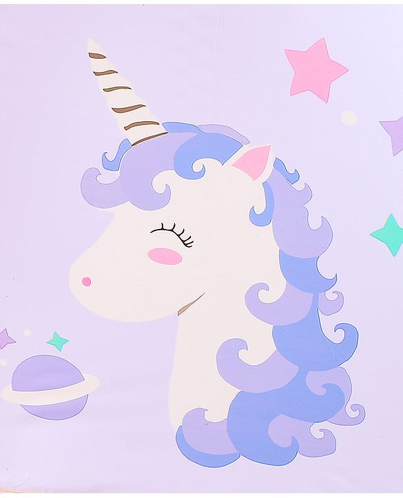 Babyhug Free Size Umbrella with Unicorn Print - Purple