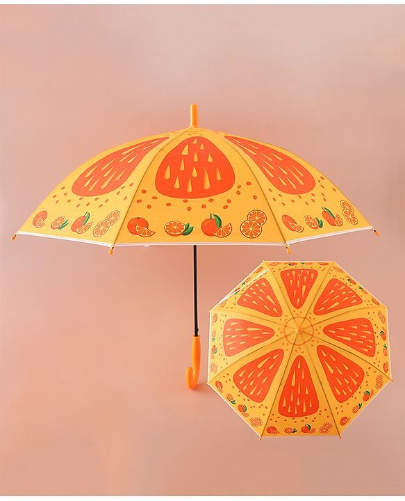 Babyhug Free Size Umbrella with Orange Print - Multicolor