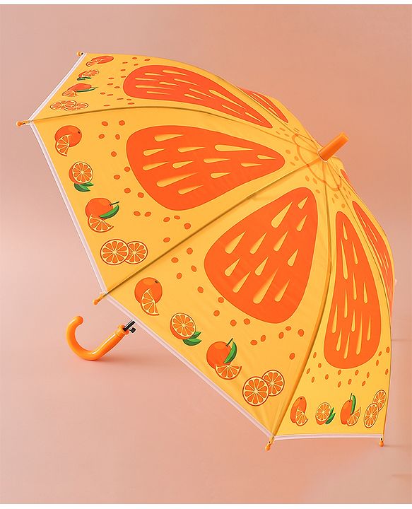 Babyhug Free Size Umbrella with Orange Print - Multicolor