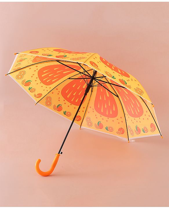 Babyhug Free Size Umbrella with Orange Print - Multicolor