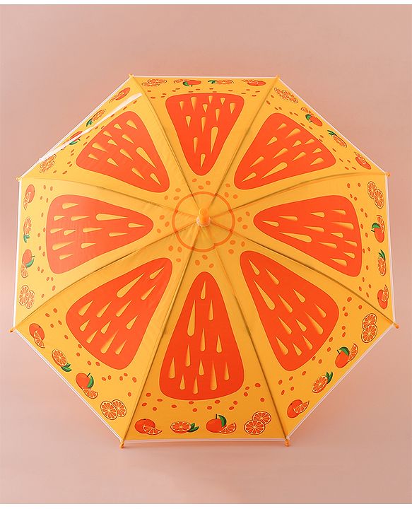 Babyhug Free Size Umbrella with Orange Print - Multicolor