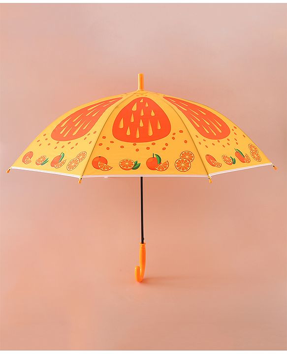 Babyhug Free Size Umbrella with Orange Print - Multicolor