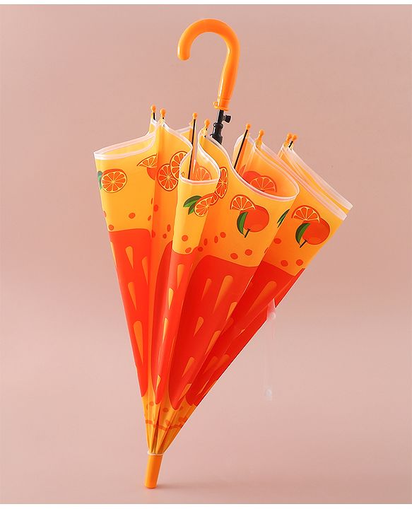 Babyhug Free Size Umbrella with Orange Print - Multicolor