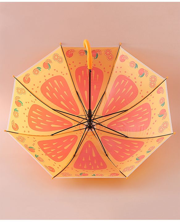 Babyhug Free Size Umbrella with Orange Print - Multicolor
