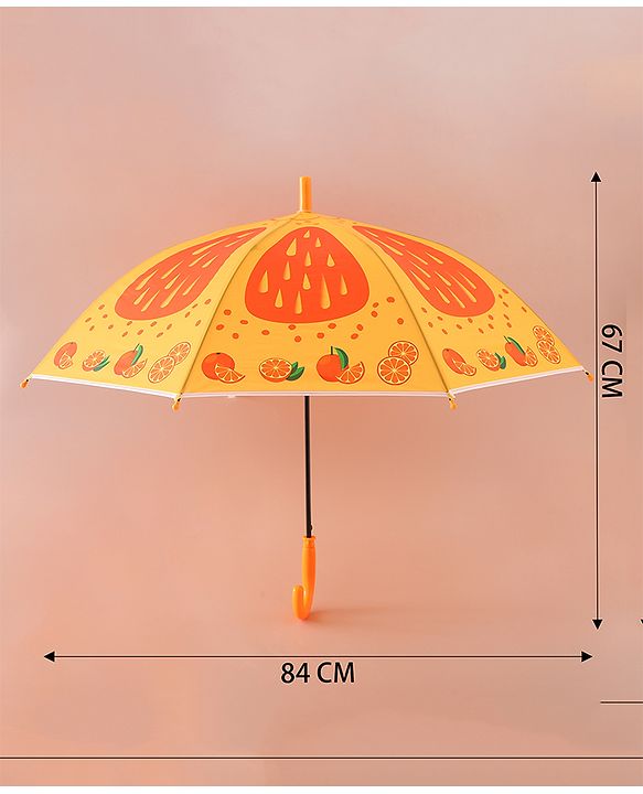 Babyhug Free Size Umbrella with Orange Print - Multicolor