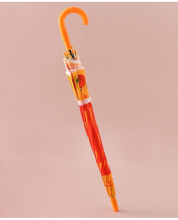 Babyhug Free Size Umbrella with Orange Print - Multicolor