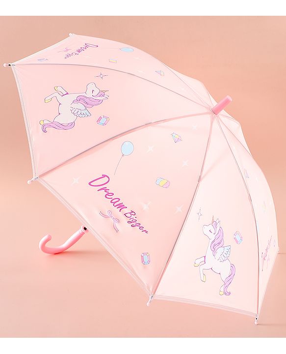 Babyhug Free Size Umbrella with Unicorn Print - Pink