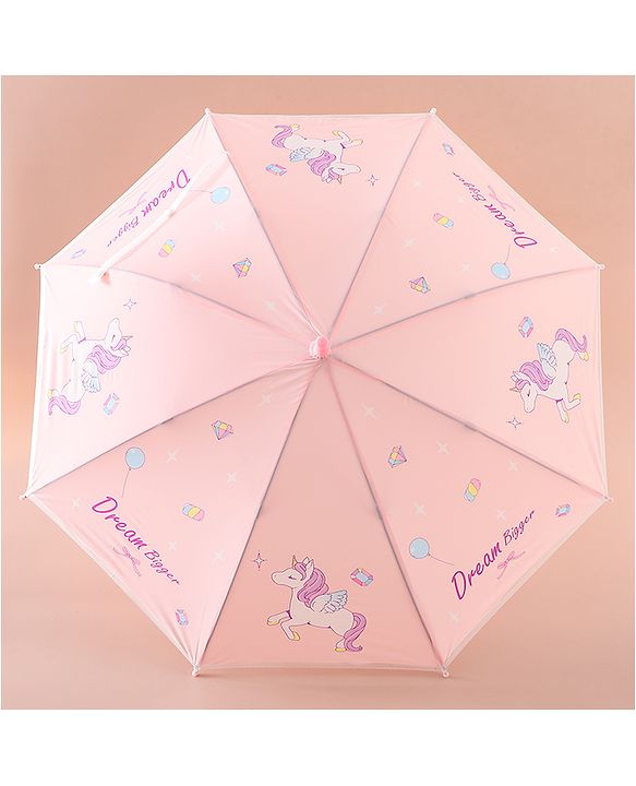 Babyhug Free Size Umbrella with Unicorn Print - Pink